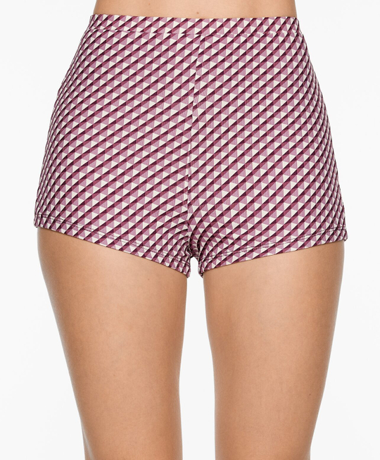 OYSHO Высокие плавки-шорты бикини с геометрическим принтом, фиолетовый