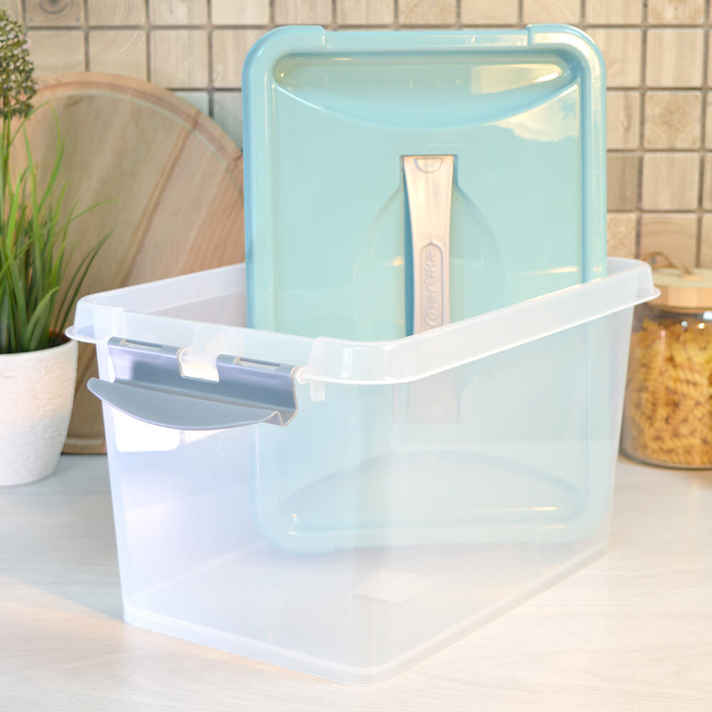 Контейнер 10л с защелками и ручкой "Клик", бирюзовый С274БИР