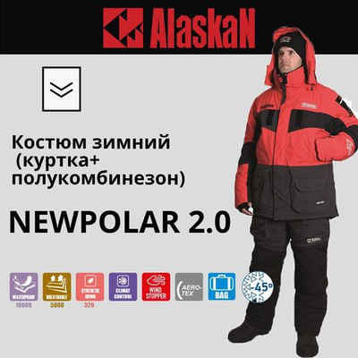Костюм зимний Alaskan NewPolar 2.0 красный/серый/черный M (куртка+полукомбинезон)