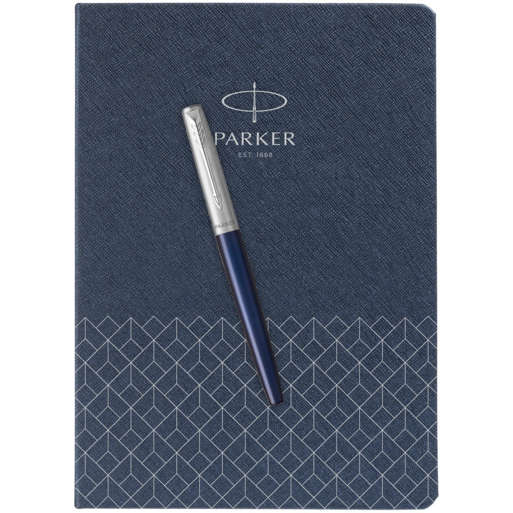 Подарочный набор: Ручка перьевая Parker Jotter Royal Blue CT, Mblue и Ежедневник недатированный, синий