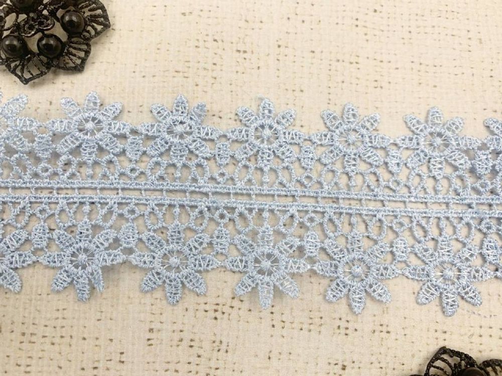 Кружево плетеное, ш. 7 см, светло-голубой