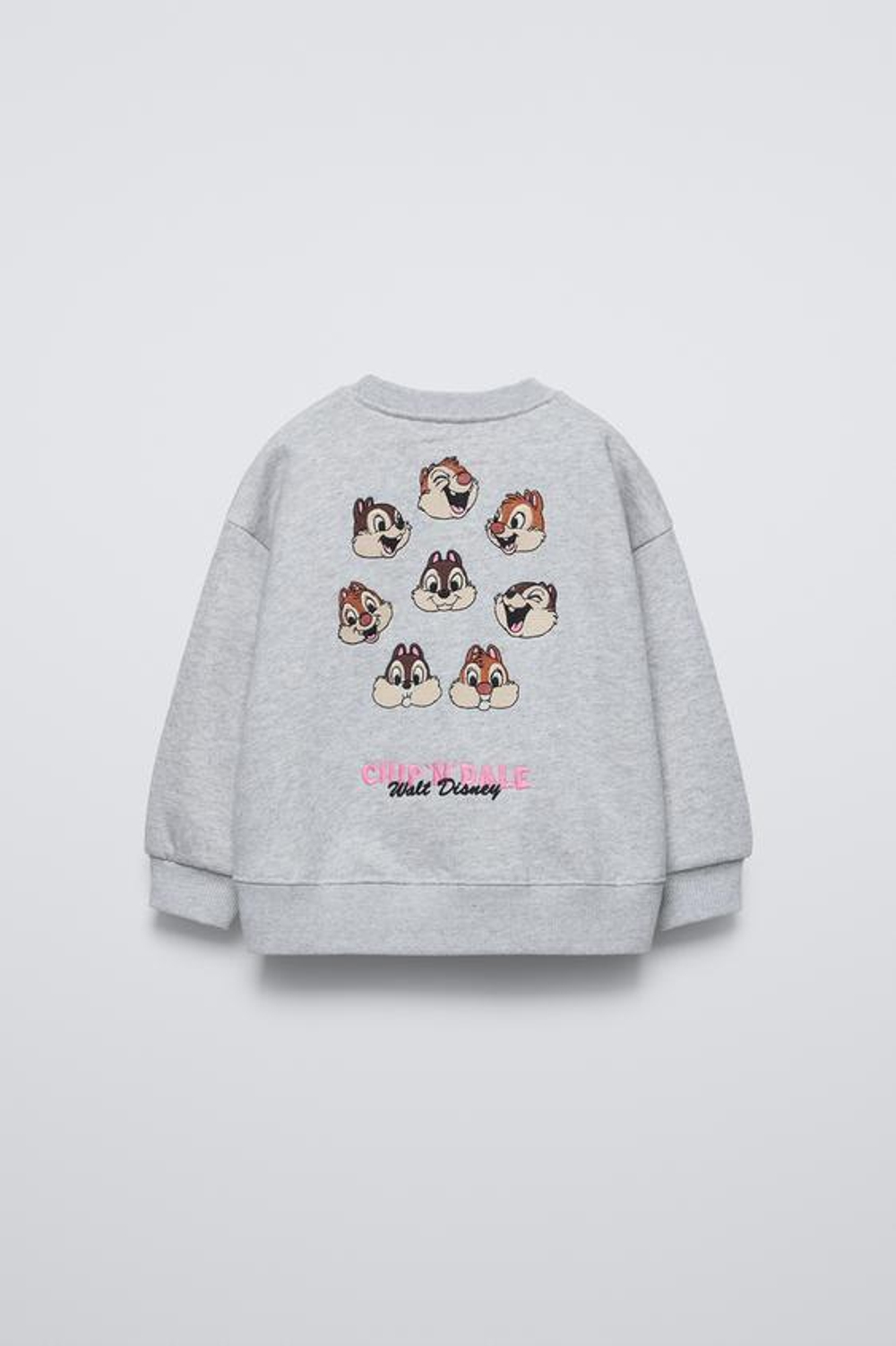 ZARA ТОЛСТОВКА С ПРИНТОМ CHIP AND DALE DISNEY ©, СЕРЫЙ С МЕЛАНЖЕВЫМ ЭФФЕКТОМ