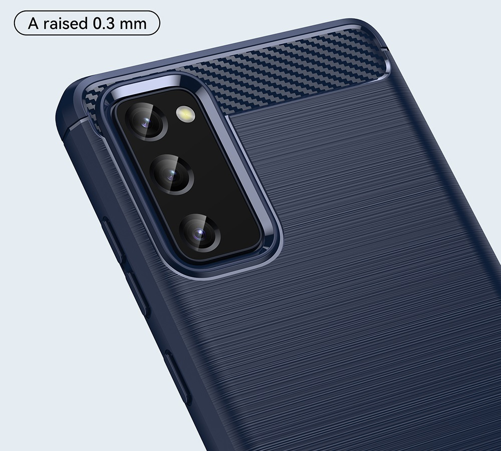 Темно синий защитный чехол в стиле карбон на Samsung Galaxy S20 FE (Fan Edition), серия Carbon от Caseport