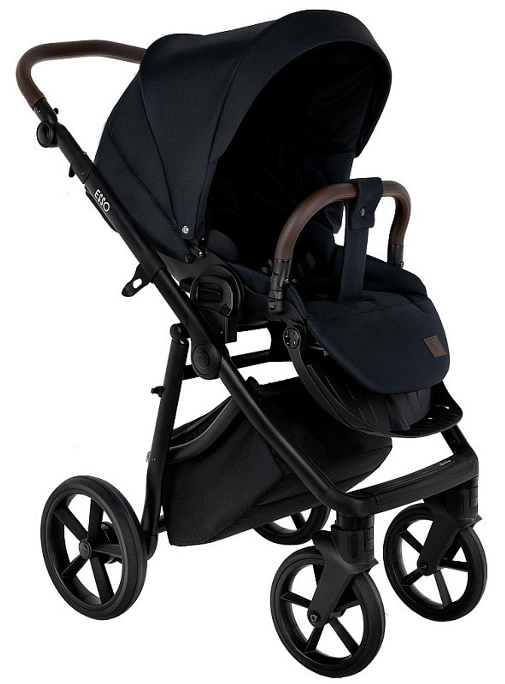 Детская коляска Roan Esso 3 в 1 с автокреслом Pituso Santiso Pro Black ESS111/1 Caviar/Black