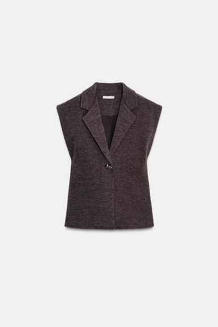 ZARA ЖИЛЕТ С ПУГОВИЦЕЙ, КОРИЧНЕВЫЙ МЕЛАНЖ