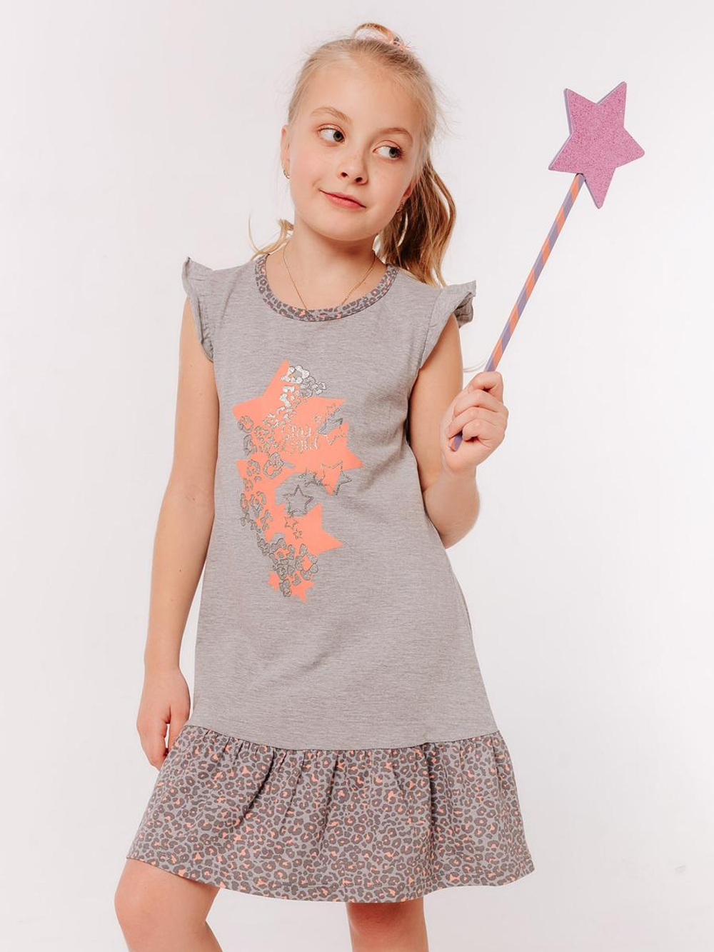 Платье для девочки без рукавов 00708_BAT серый р.104