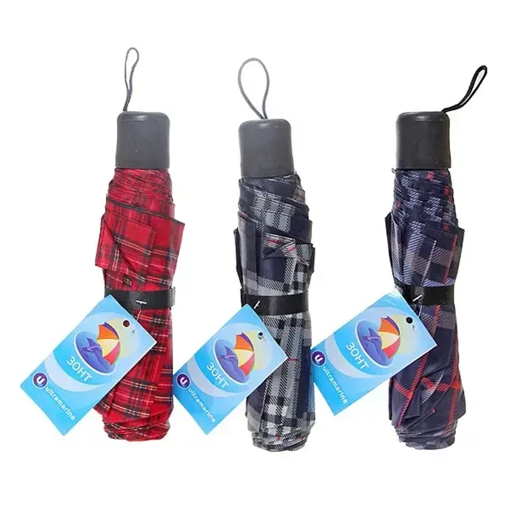 Зонт мужской механический «Ultramarine», клетка, 8 спиц, d-105см, длина в слож. виде 24см