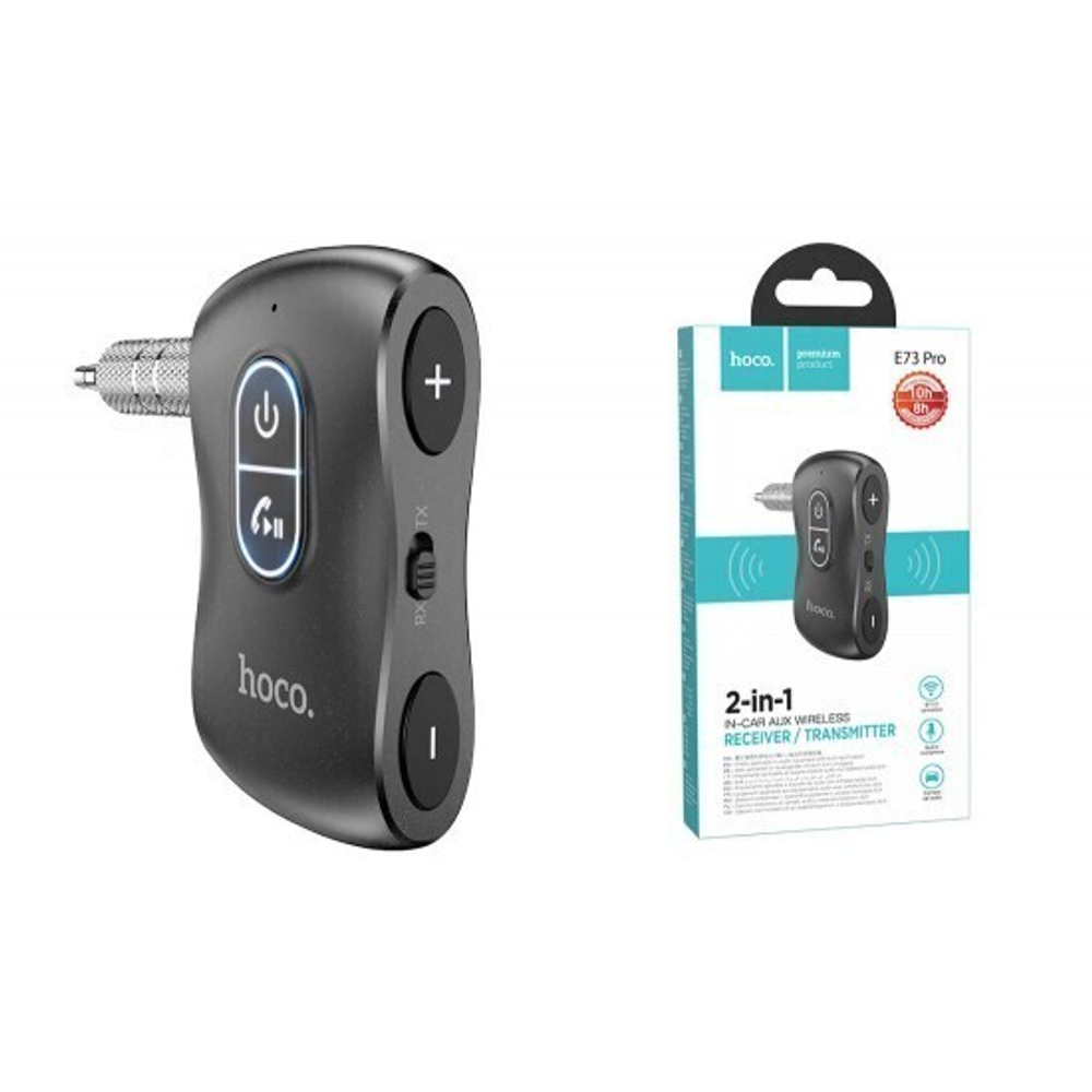 FM-трансмиттер + ресивер 2 в 1 Hoco E73 Pro, 013267 Черный