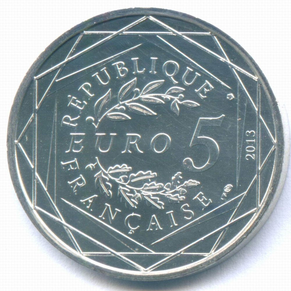 Набор 5 евро 2013 год 3 шт. Франция. Свобода. Равенство. Братство. Серебро BrUNC