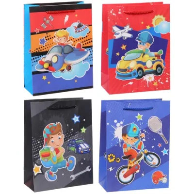 Пакет подарочный «Весёлый транспорт» 18*24*8,5 см, микс