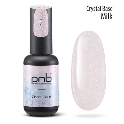 Crystal base Milk PNB/Молочный оттенок базы, светоотражающий с шиммерными частицами