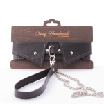 Черный ошейник-воротничок с металлическим поводком (Цвет: черный)