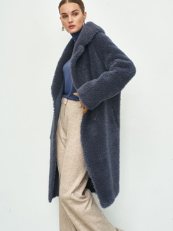 Шуба женская чебурашка тедди экомех, графитовая, SilverFox (арт. 1188-101)