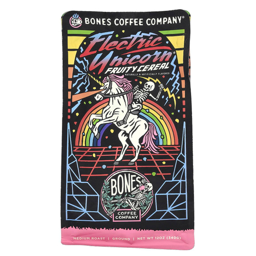 Bones Coffee Company, электрический единорог, фруктовые хлопья, средняя обжарка, 340 г (12 унций)