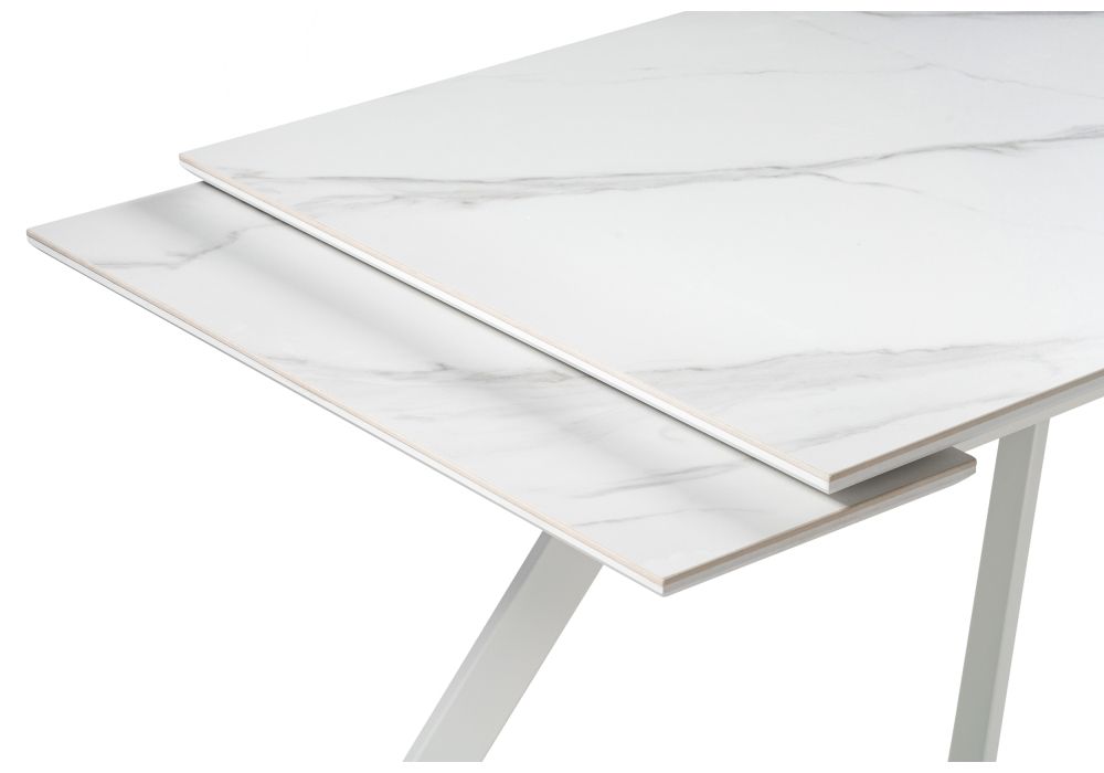 Стол Габбро 140(200)х80х76 белый мрамор / белый