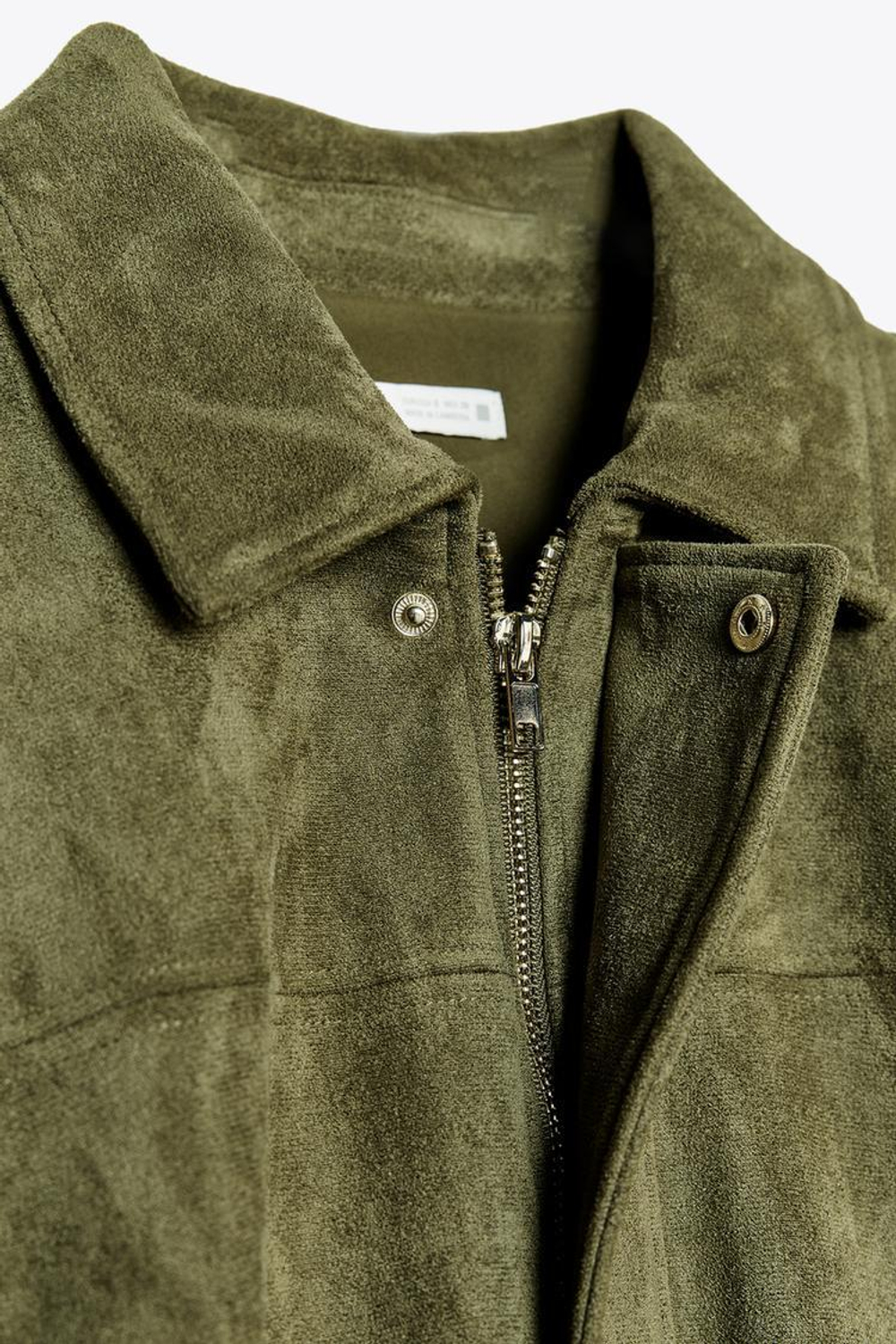 ZARA БОМБЕР ПОД ЗАМШУ, ПЫЛЬНЫЙ ХАКИ