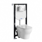 Унитаз подвесной WasserKRAFT Berkel 10TLT.010.ME.CH02.H001 безободковый, с инсталляцией Aller 10, с крышкой микролифт, белый/кнопка хром