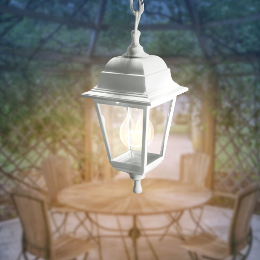 Садово-парковый светильник ЭРА НСУ 04-60-001 белый 4 гранный подвесной IP44 Е27 max60Вт