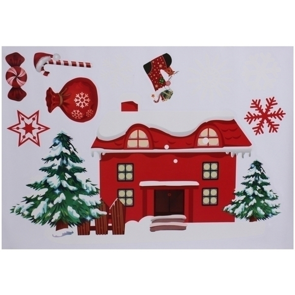 Наклейка на стекло «Зимний домик» 50*35 см (диаметр рулона 4 см)