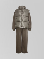 Спортивный костюм-тройка 23367 из зип-кофты, прямых штанов на кулиске и жилета