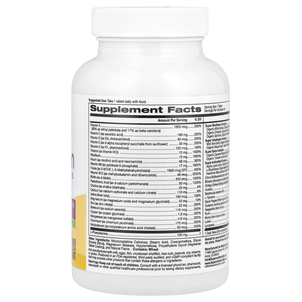 Super Nutrition, SimplyOne®, мультивитамины и суперкомплексы для женщин старше 50 лет, с витаминами A и C, минералами и растительными компонентами, без железа, 90 таблеток