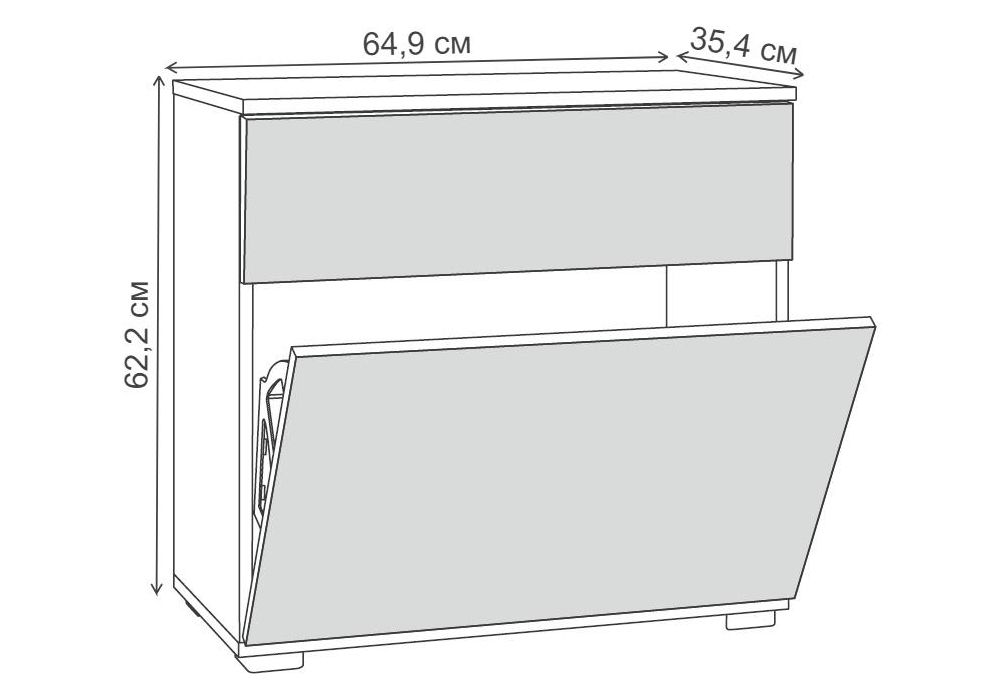 Обувница Октава 16.127 белый PE шагрень / дуб золотой craft