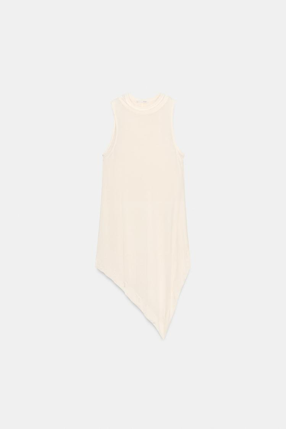 ZARA ТОП С ДВОЙНЫМ ЭФФЕКТОМ ИЗ ЛЕГКОЙ ТКАНИ, ЖЕЛТОВАТО-БЕЛЫЙ