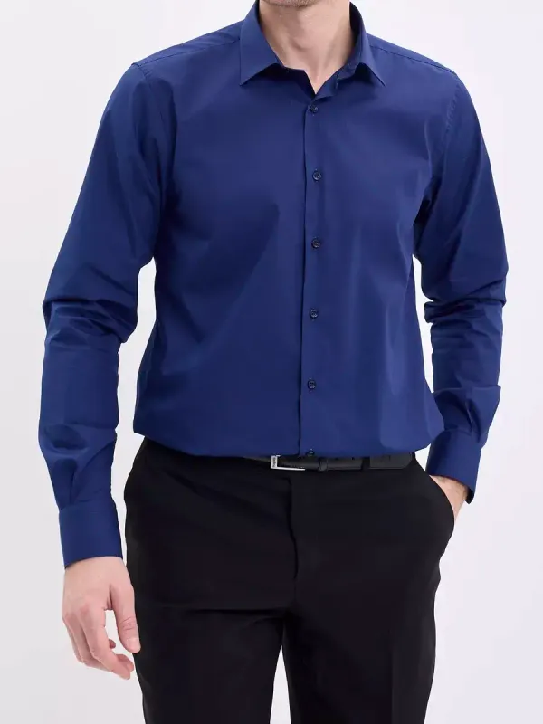 Рубашка классическая CLASSIC FIT с длинным рукавом, темно-синяя