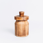 Деревянная чашка (бочонок) для мёда с крышкой и ложечкой для меда из древесины кедра. KD3