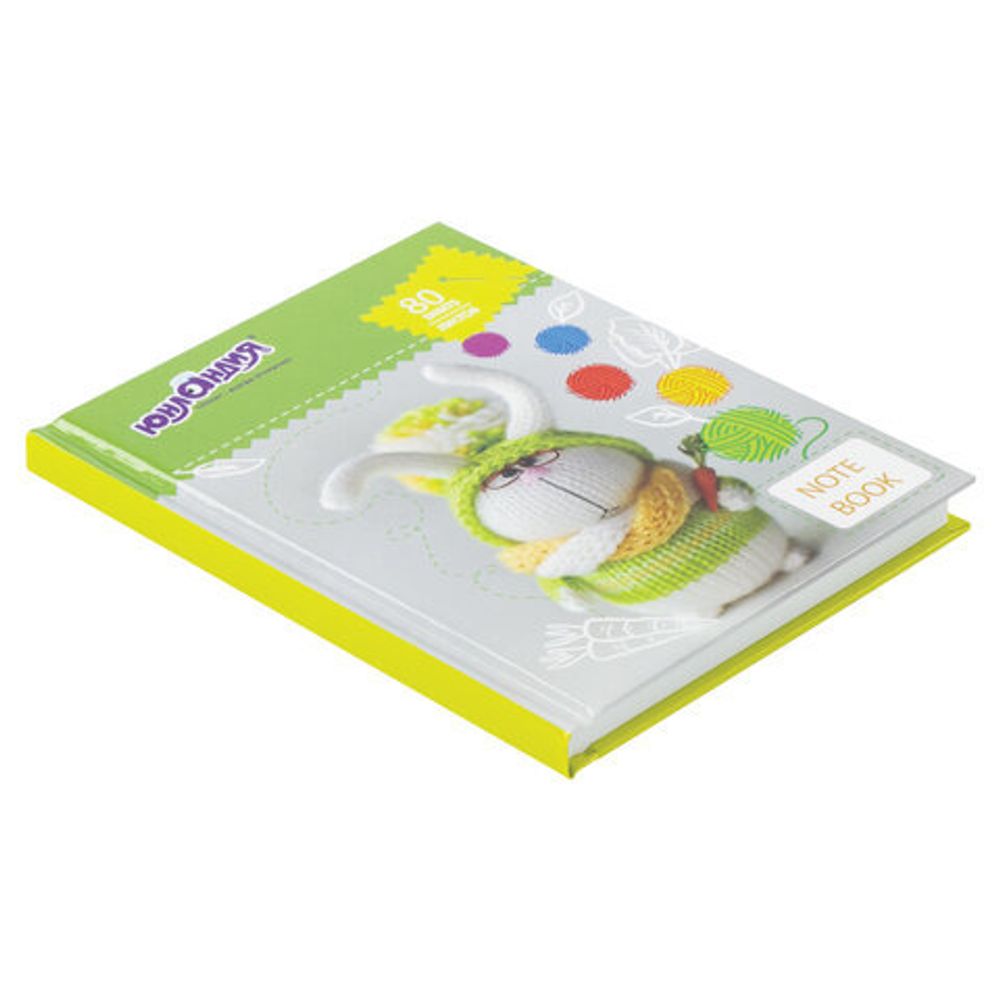 Блокнот МАЛЫЙ ФОРМАТ (110х147 мм) А6, 80 л., твердый, клетка, ЮНЛАНДИЯ, "Умный кролик", 111620