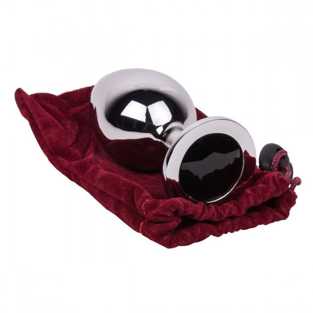 Большой стальной плаг с черным кристаллом Black Rave - 9,5 см. (Цвет: черный)