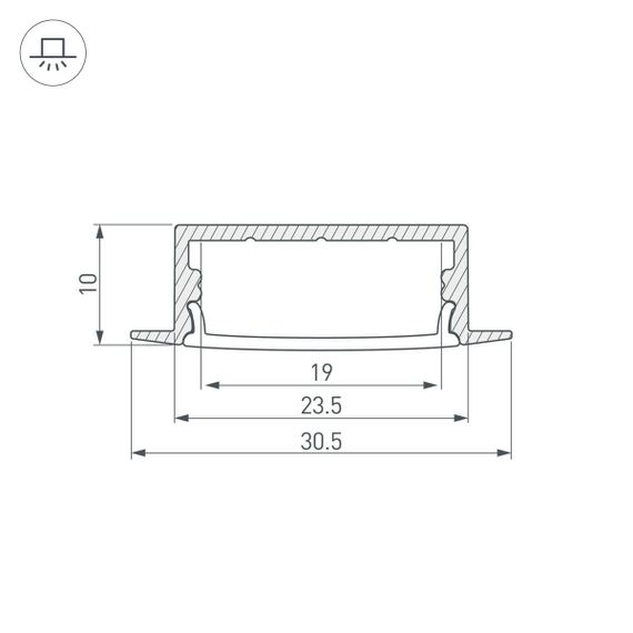 Профиль с экраном Arlight ARH-WIDE-F-H10-2000 ANOD+OPAL 036769