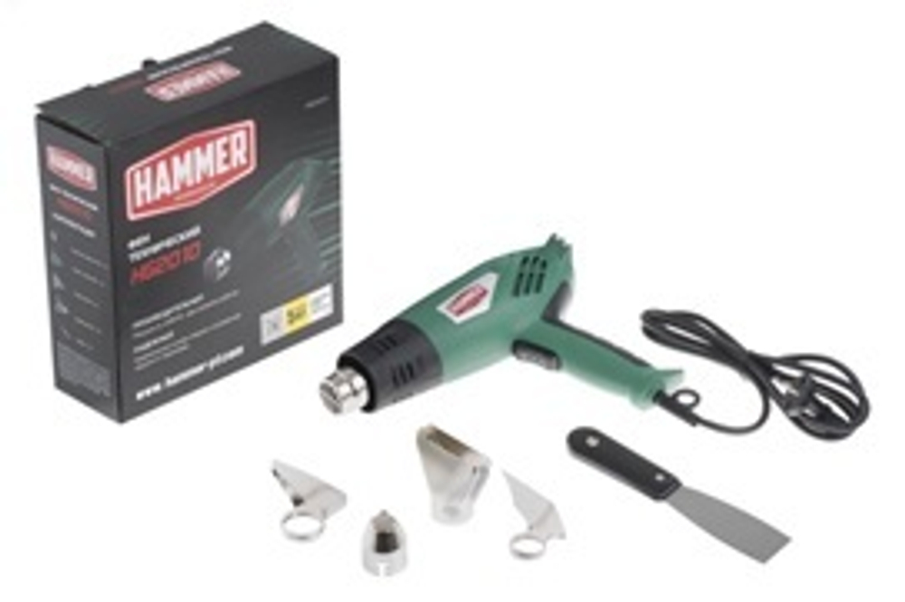 HAMMER Фен технический 2200 Вт, 350/600 °C, 200/500 л/мин, насадки , коробка 86901