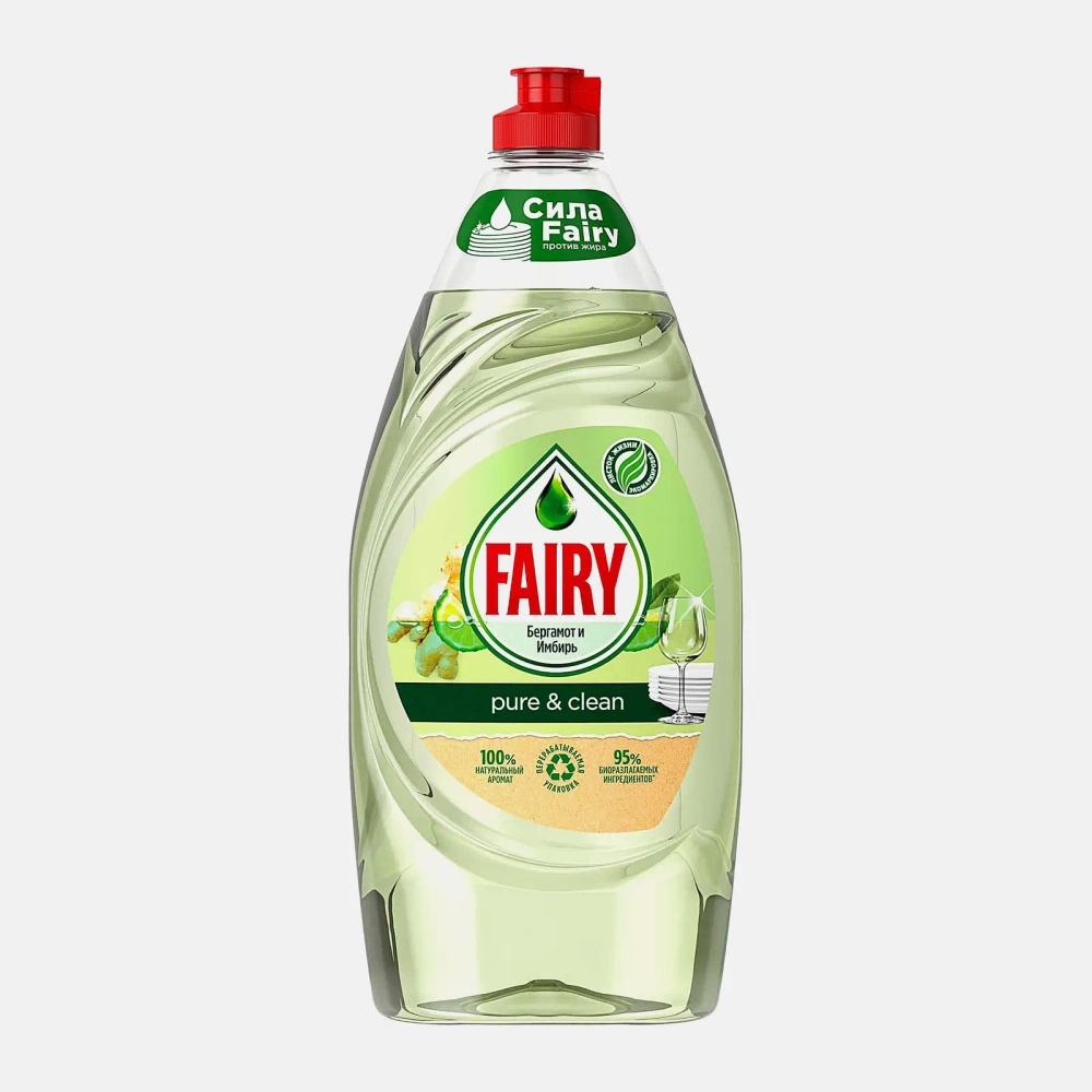 Средство для мытья посуды бергамот и имбирь Pure & Clean Fairy 900мл