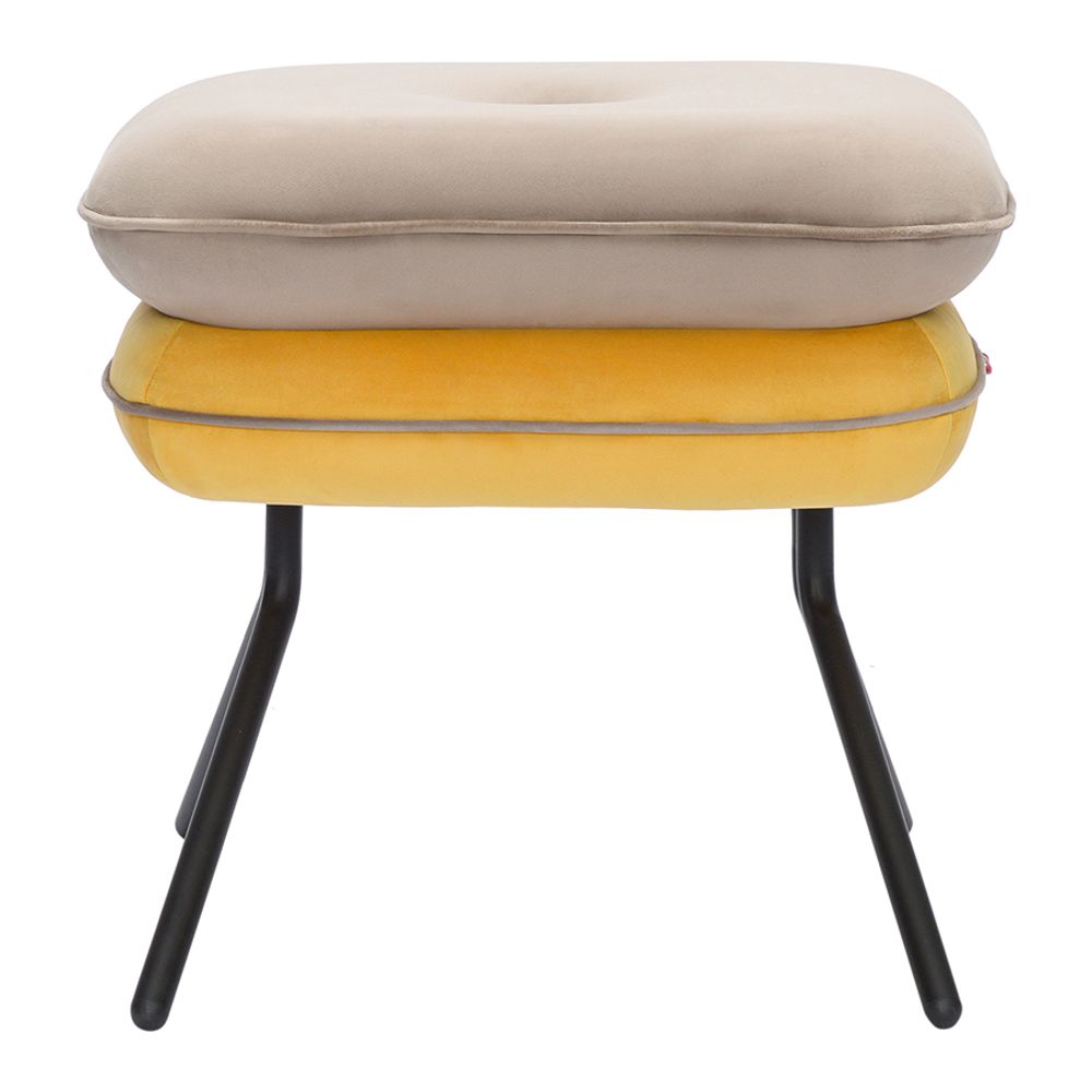 Пуф Pea, велюр, бежевый/желтый