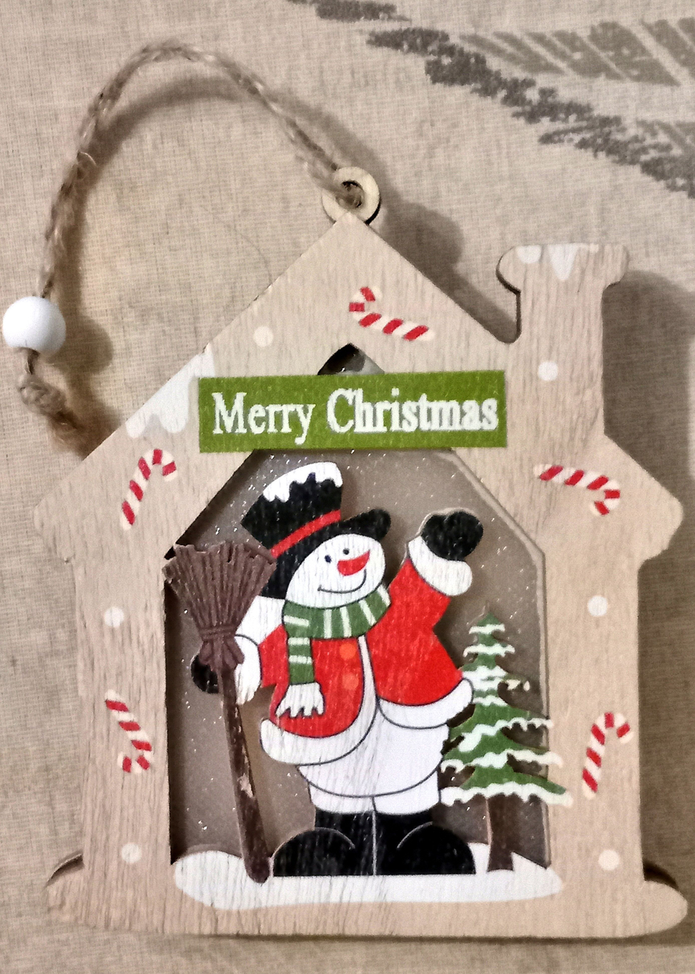 Деревянное ёлочное украшение с подсветкой "С Рождеством"