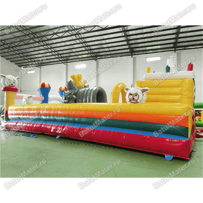 Надувной батут с крышей "Злой страшный серый волк"