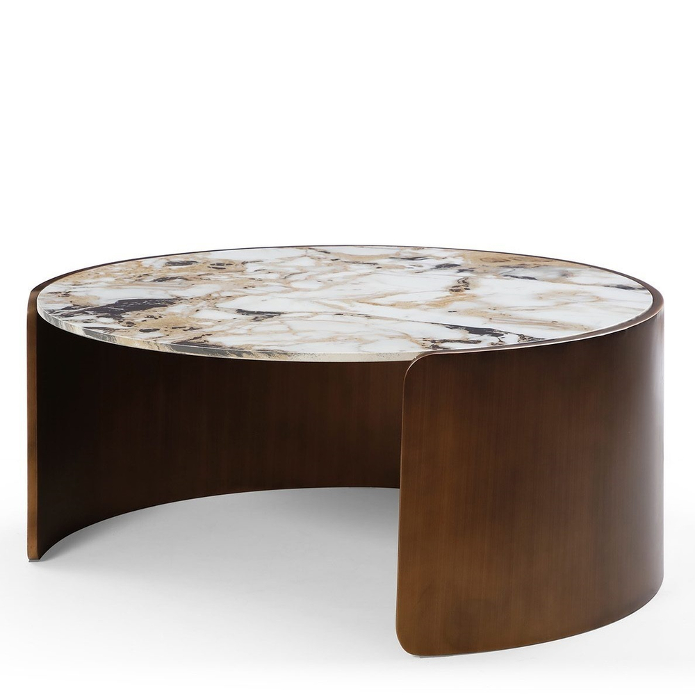 Стол журнальный CT3095CL (D90) белая керамика /бронзовый