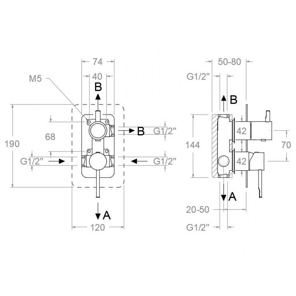Встраиваемый смеситель для душа на 3 выхода ODISEA 391513SNM черный