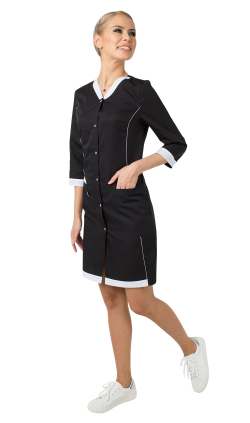 Стильный медицинский халат черного цвета