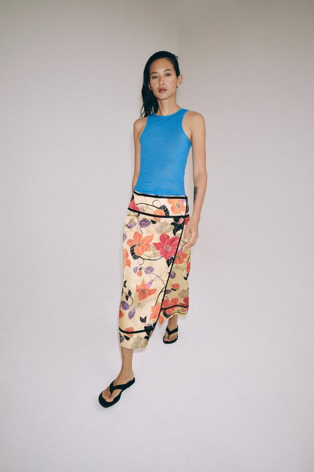 ZARA ЮБКА-ПАРЕО С ЦВЕТОЧНЫМ ПРИНТОМ — ZW COLLECTION, РАЗНОЦВЕТНЫЙ
