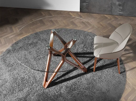 Стол Angel Cerda 1108 Ø120, орех, закаленное стекло