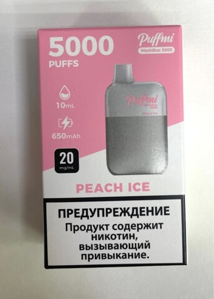 Puffmi Meshbox Peach ice (Персик-лёд) 5000 затяжек 20мг Hard (2% Hard)