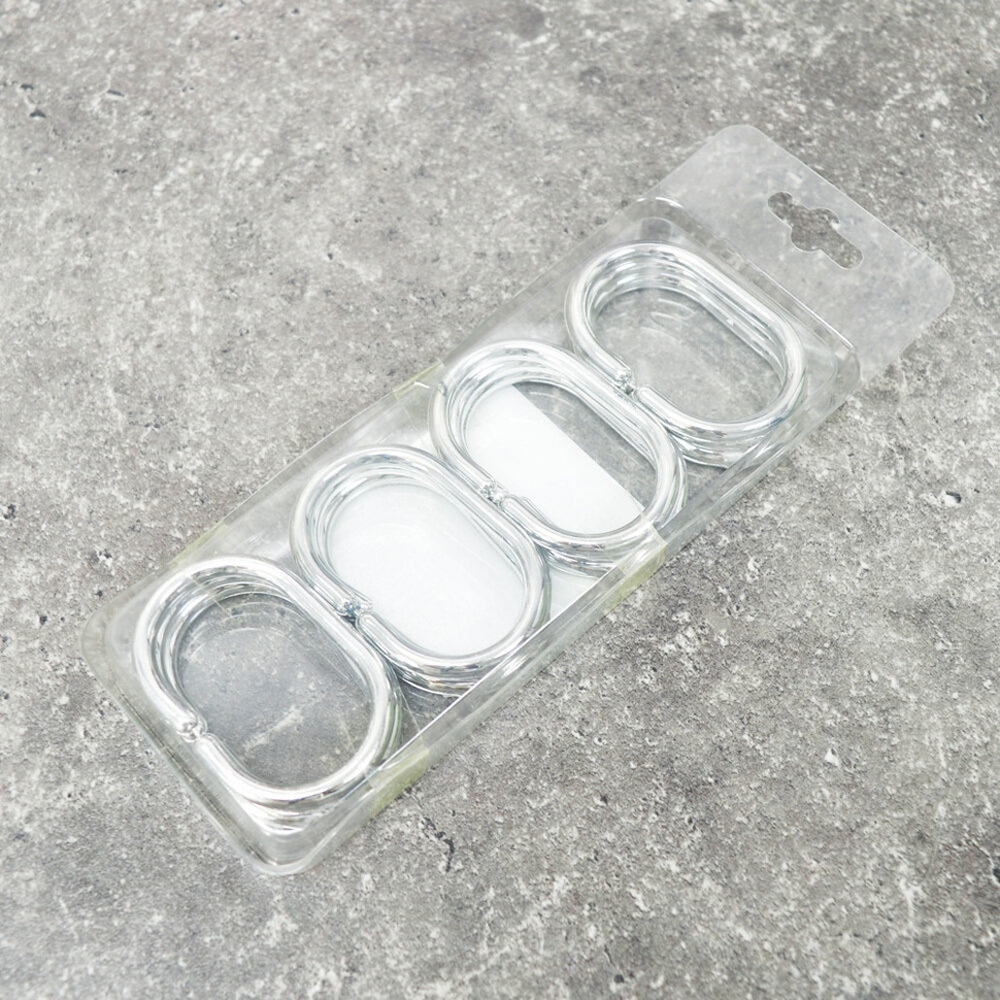 Кольца для штор в ванную 12шт, пластиковые овальные хром