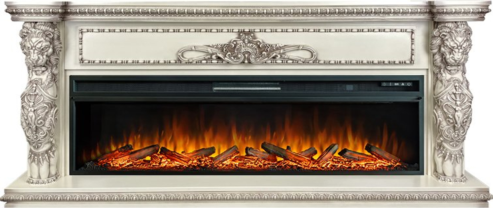 Каминокомплект Windsor 60 - Слоновая кость с темной патиной с очагом Vision 60 LOG LED