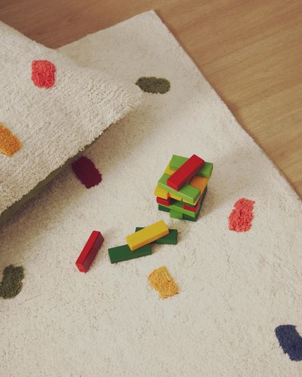 Ковер Epifania 100% белый хлопок с разноцветными точками 150 x 200 см