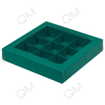 Коробка для конфет с вклеенным окном 155*155*30 мм (9) (зеленая матовая), 10 шт