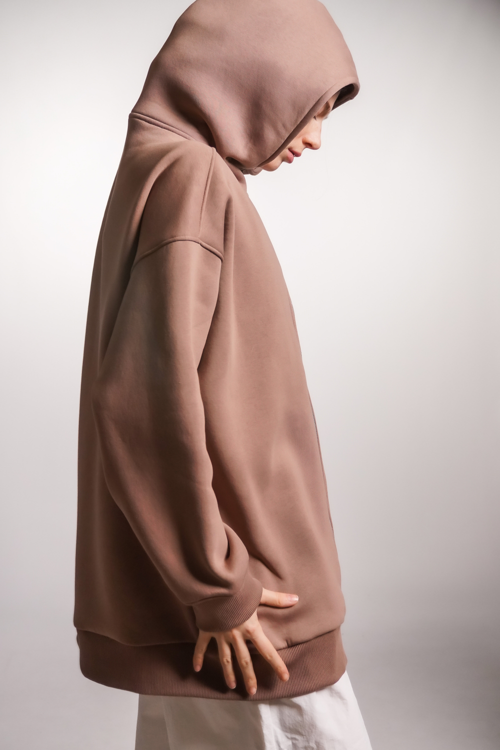 Худи на молнии с начесом, "Кофе с молоком"