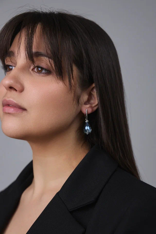 Серьги "Венеция" оттенок Лондон блу, фурнитура серебро