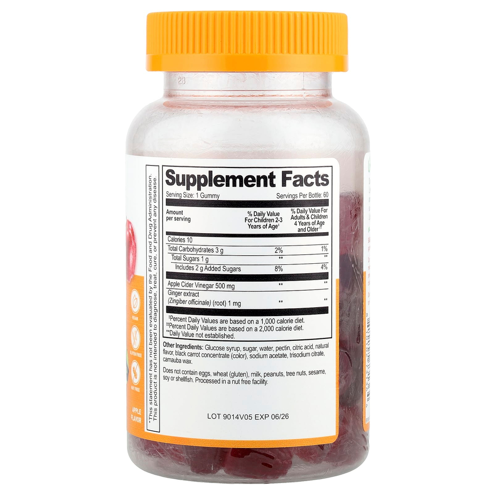 Lifeable, Для детей, жевательные мармеладки с яблочным уксусом, яблоко, 60 жевательных мармеладок